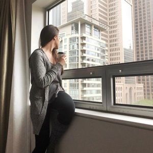 Suede elbow patched warm and cozy hooded cardigan with pockets